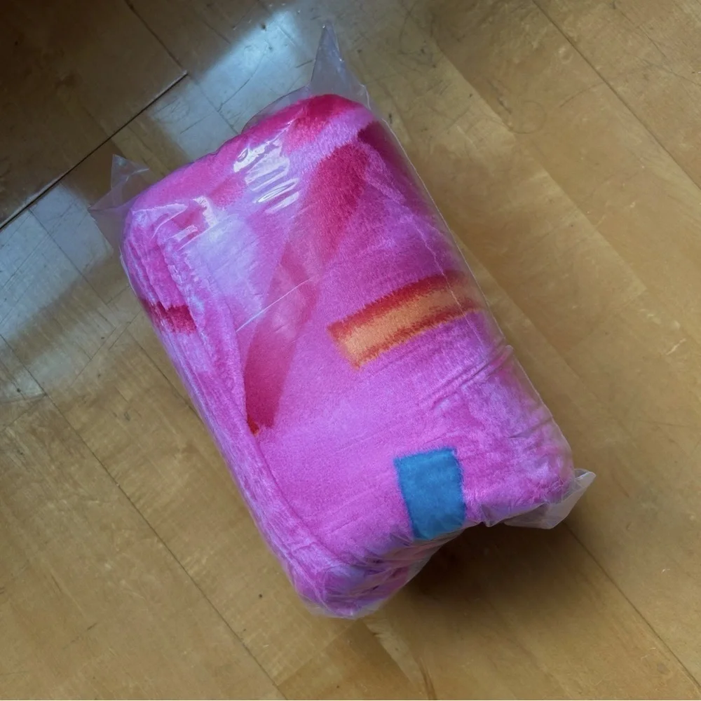 Giant Donut Throw Blanket, Double Sided, Pink, White, 71 inches